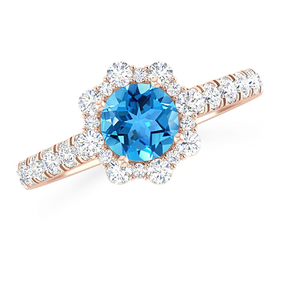 Rose Gold - Blue Topaz