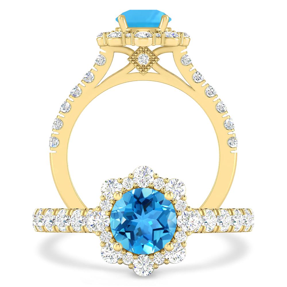 Yellow Gold - Blue Topaz