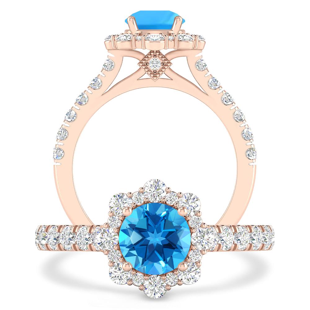 Rose Gold - Blue Topaz