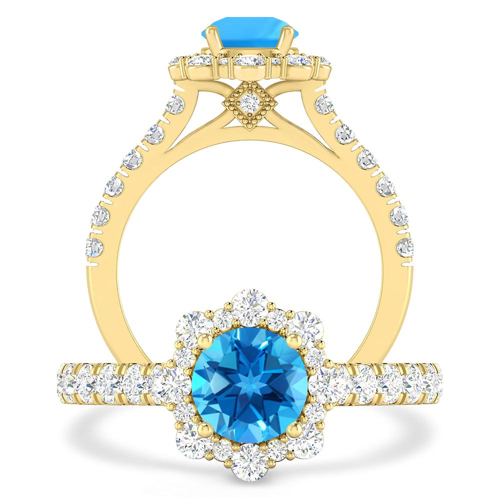 Yellow Gold - Blue Topaz