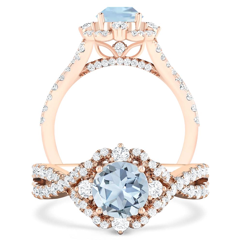 Rose Gold - Aquamarine