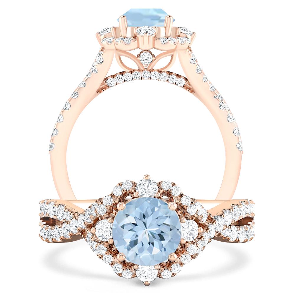 Rose Gold - Aquamarine