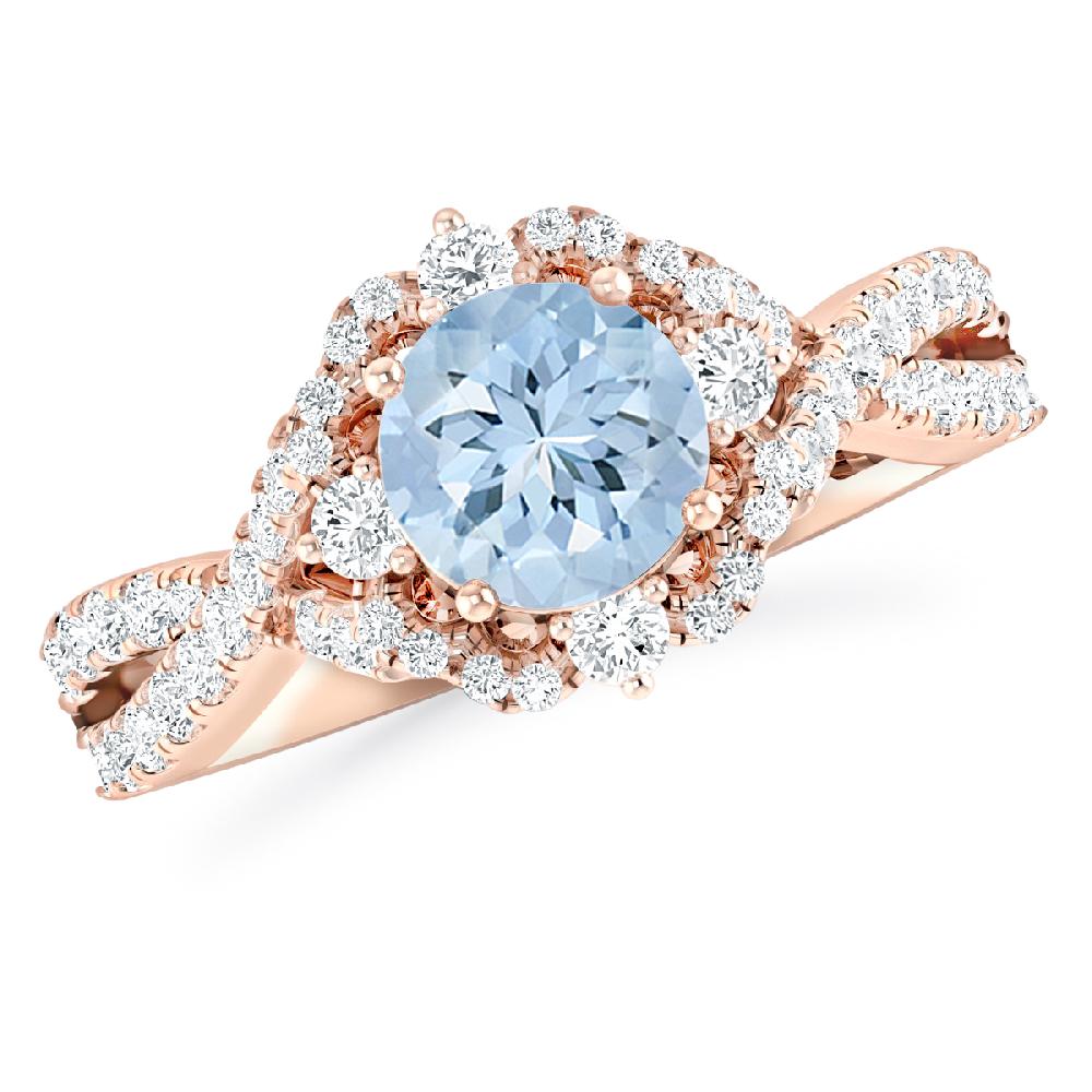 Rose Gold - Aquamarine