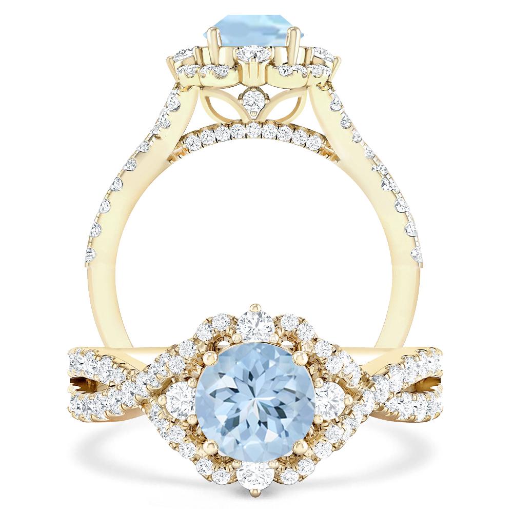 Yellow Gold - Aquamarine