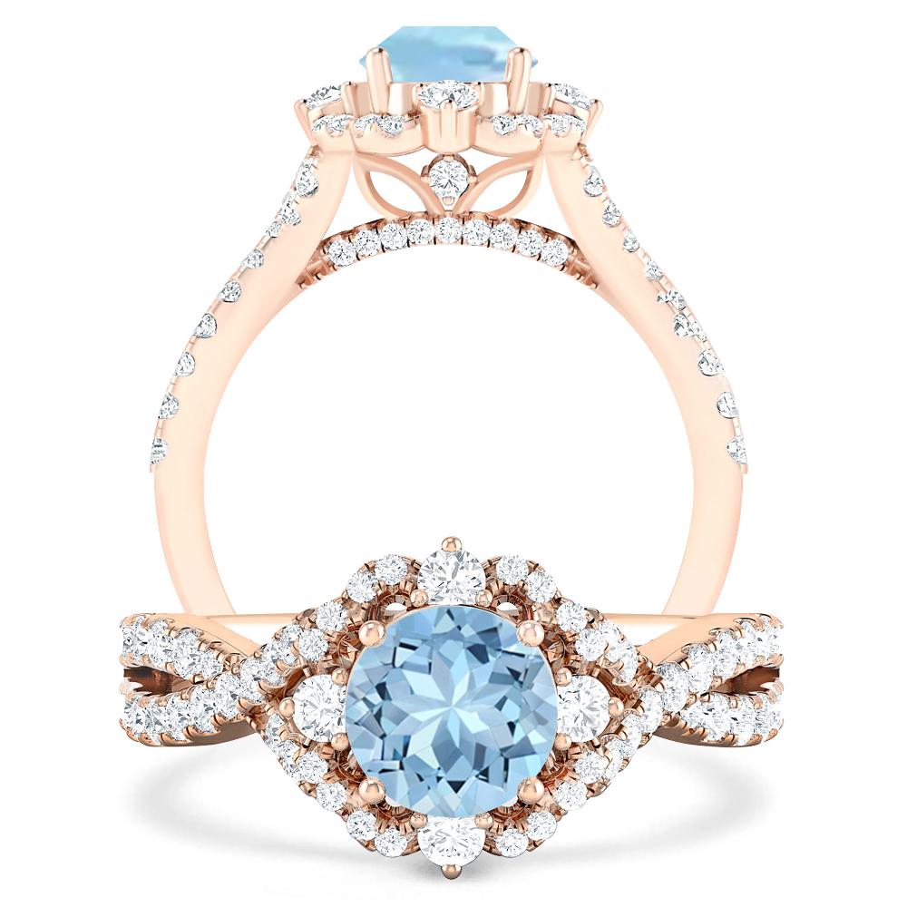 Rose Gold - Aquamarine