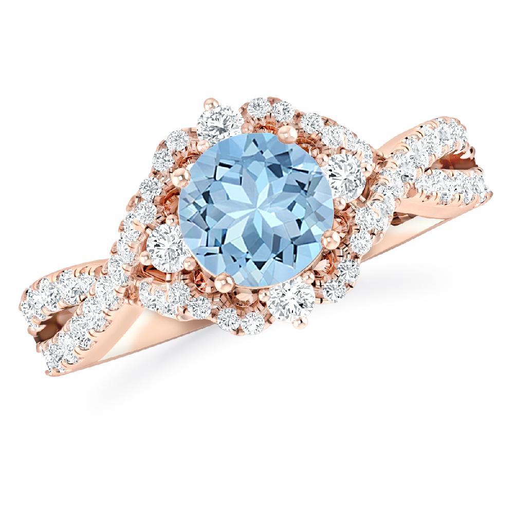 Rose Gold - Aquamarine