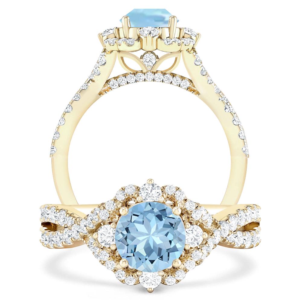 Yellow Gold - Aquamarine