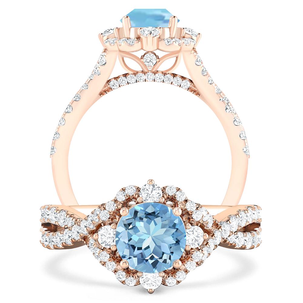 Rose Gold - Aquamarine