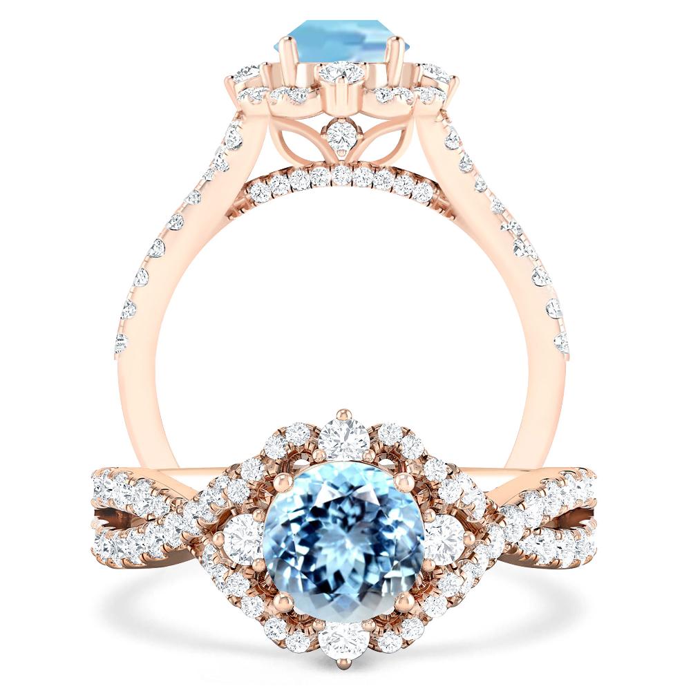 Rose Gold - Aquamarine