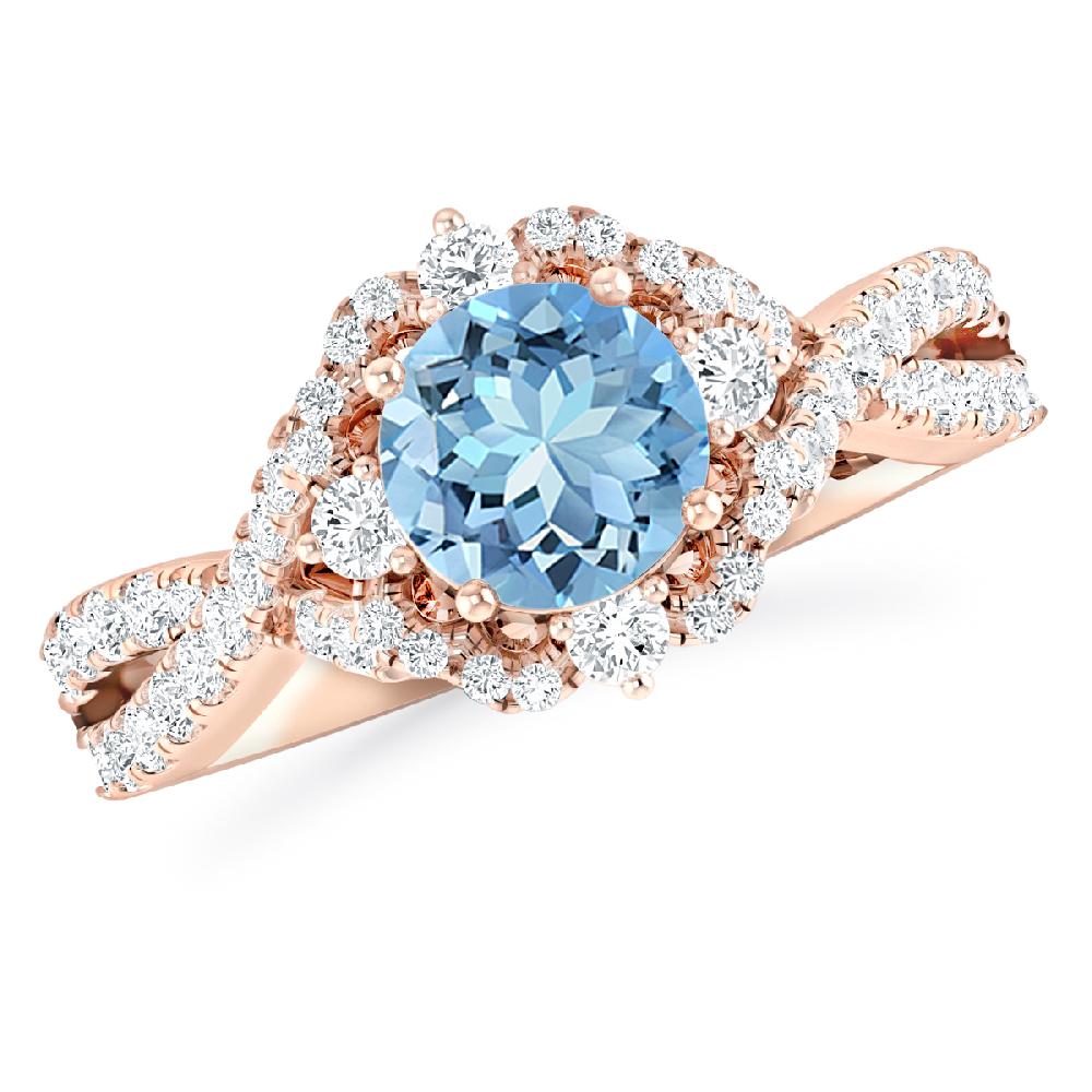 Rose Gold - Aquamarine