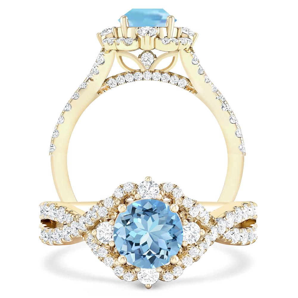 Yellow Gold - Aquamarine