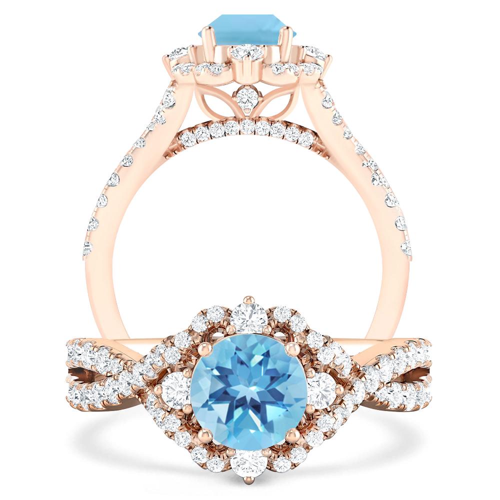 Rose Gold - Blue Topaz