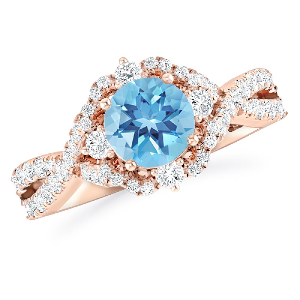 Rose Gold - Blue Topaz