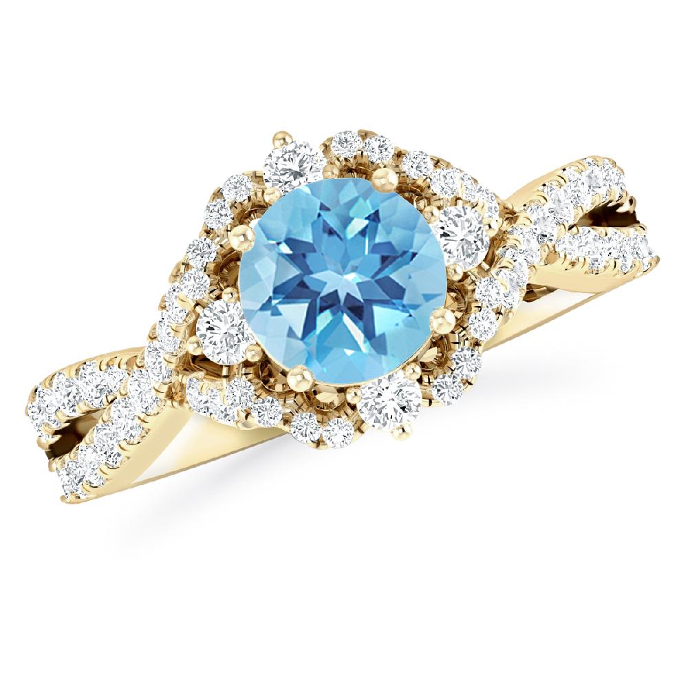 Yellow Gold - Blue Topaz