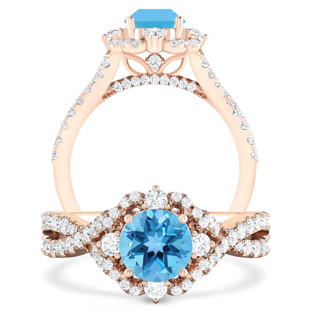 Rose Gold - Blue Topaz