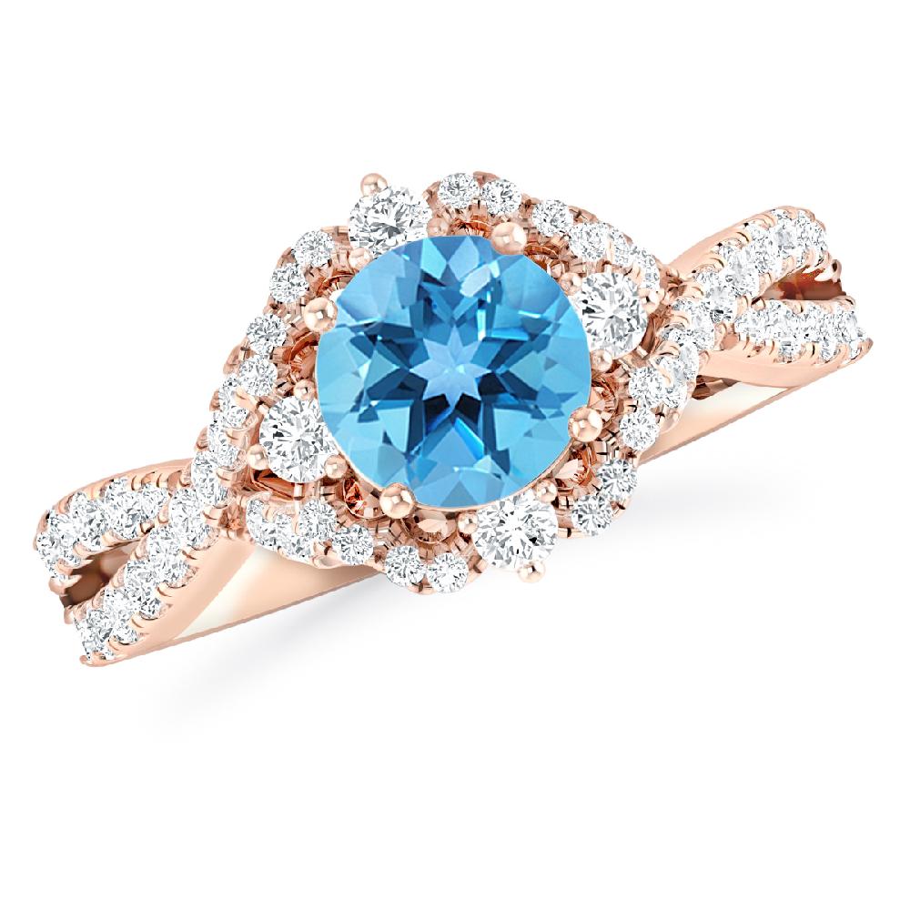 Rose Gold - Blue Topaz