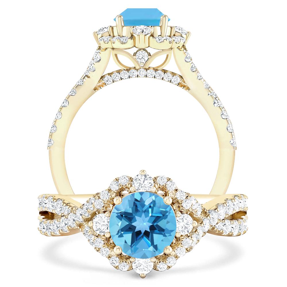 Yellow Gold - Blue Topaz