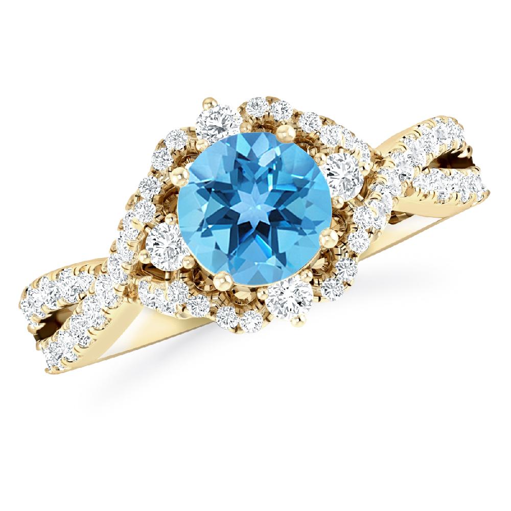 Yellow Gold - Blue Topaz