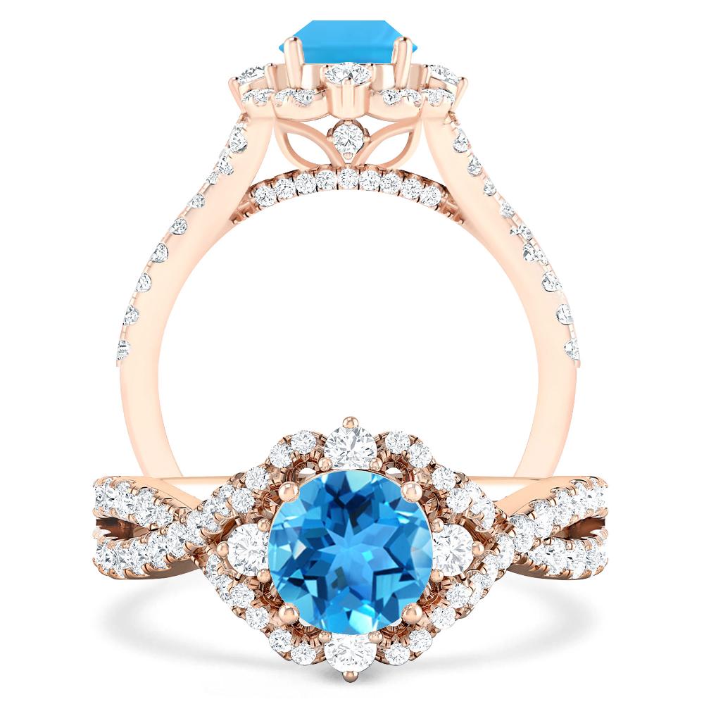 Rose Gold - Blue Topaz