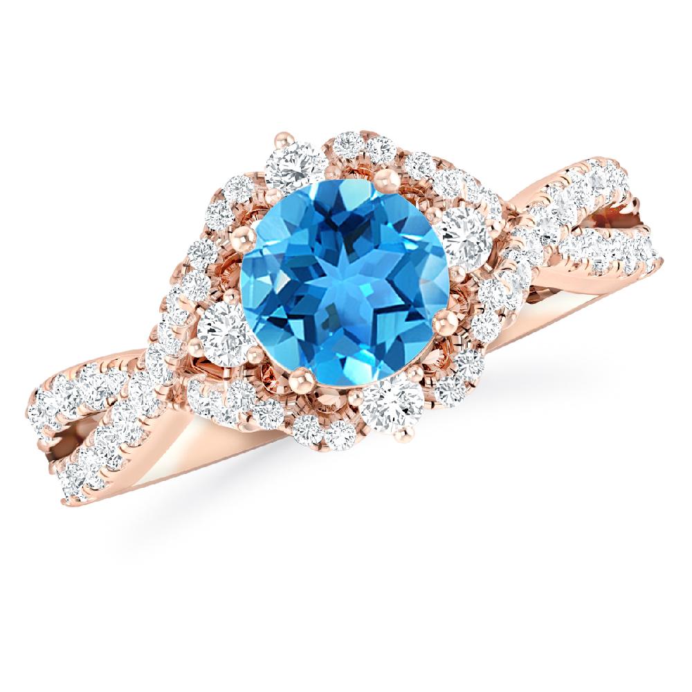 Rose Gold - Blue Topaz