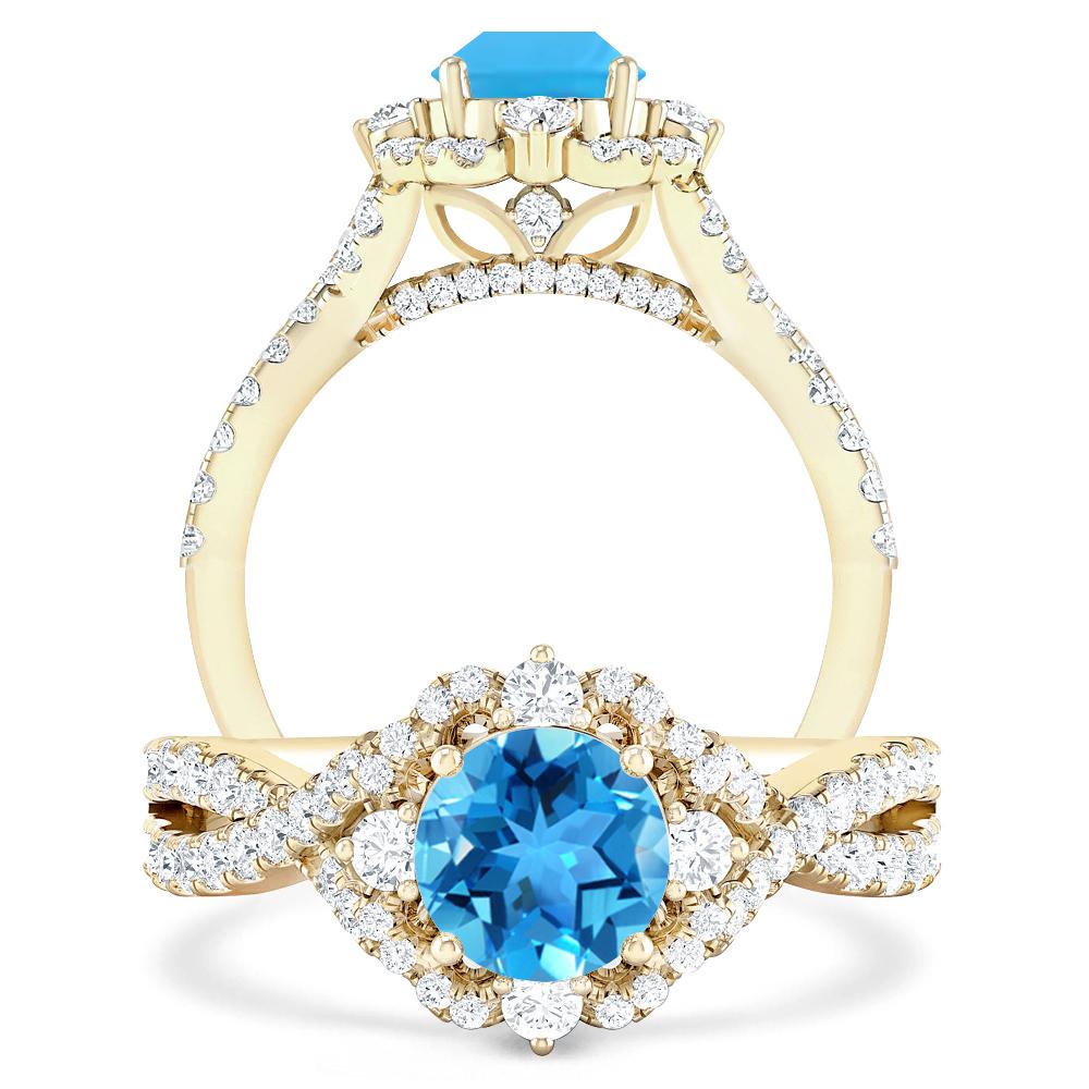 Yellow Gold - Blue Topaz