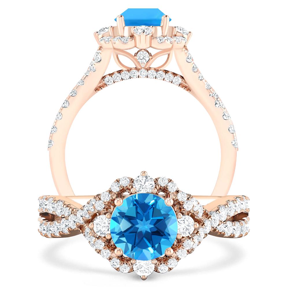 Rose Gold - Blue Topaz