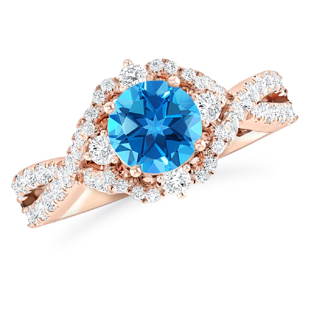 Rose Gold - Blue Topaz