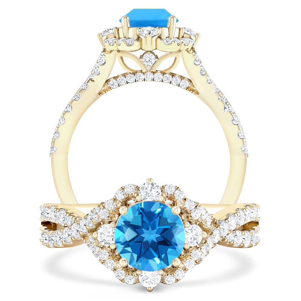 Yellow Gold - Blue Topaz