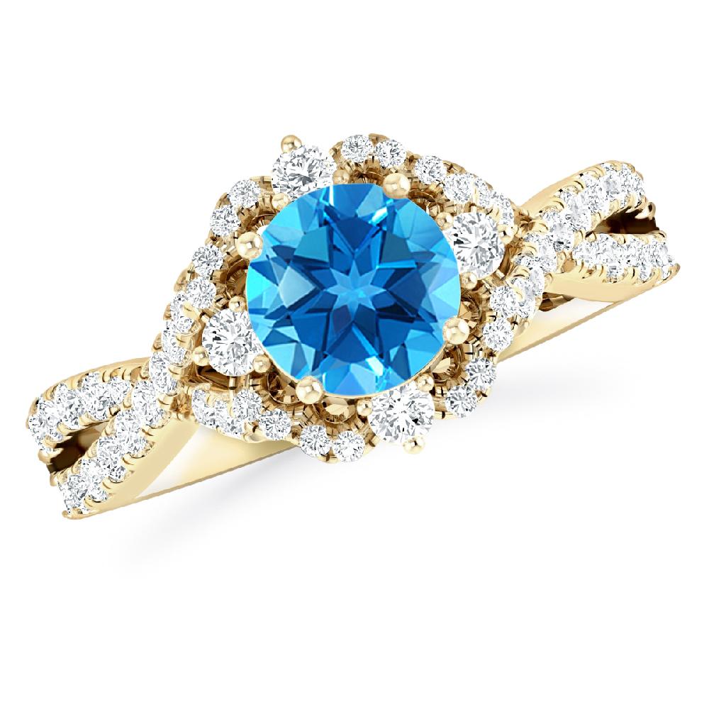 Yellow Gold - Blue Topaz