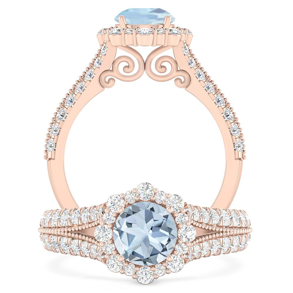 Rose Gold - Aquamarine