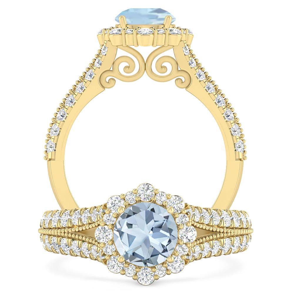 Yellow Gold - Aquamarine