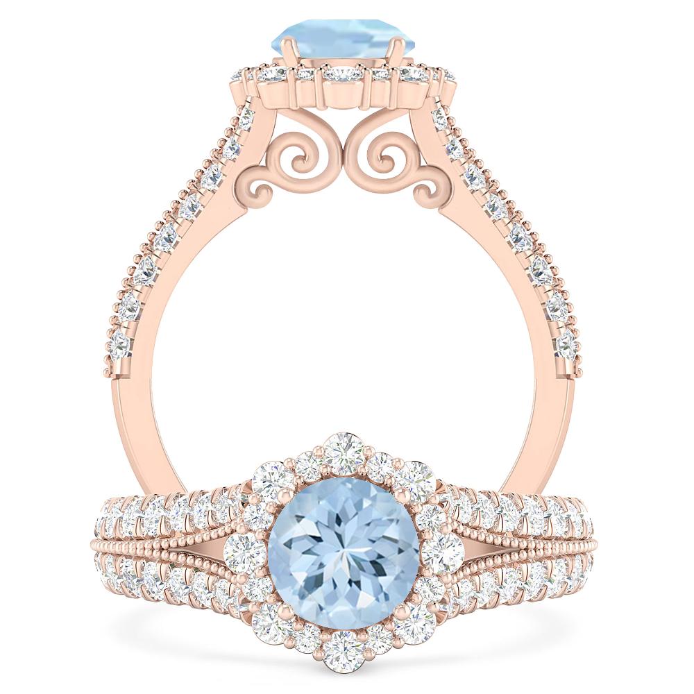 Rose Gold - Aquamarine