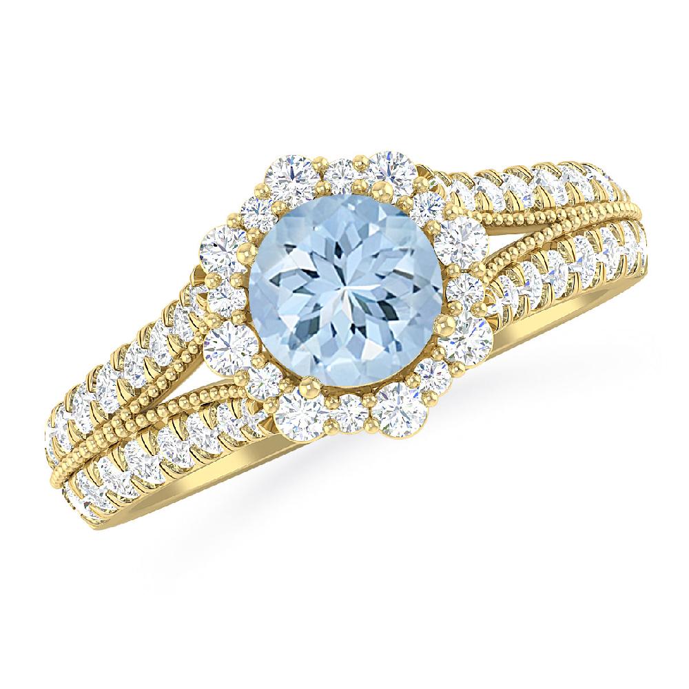 Yellow Gold - Aquamarine