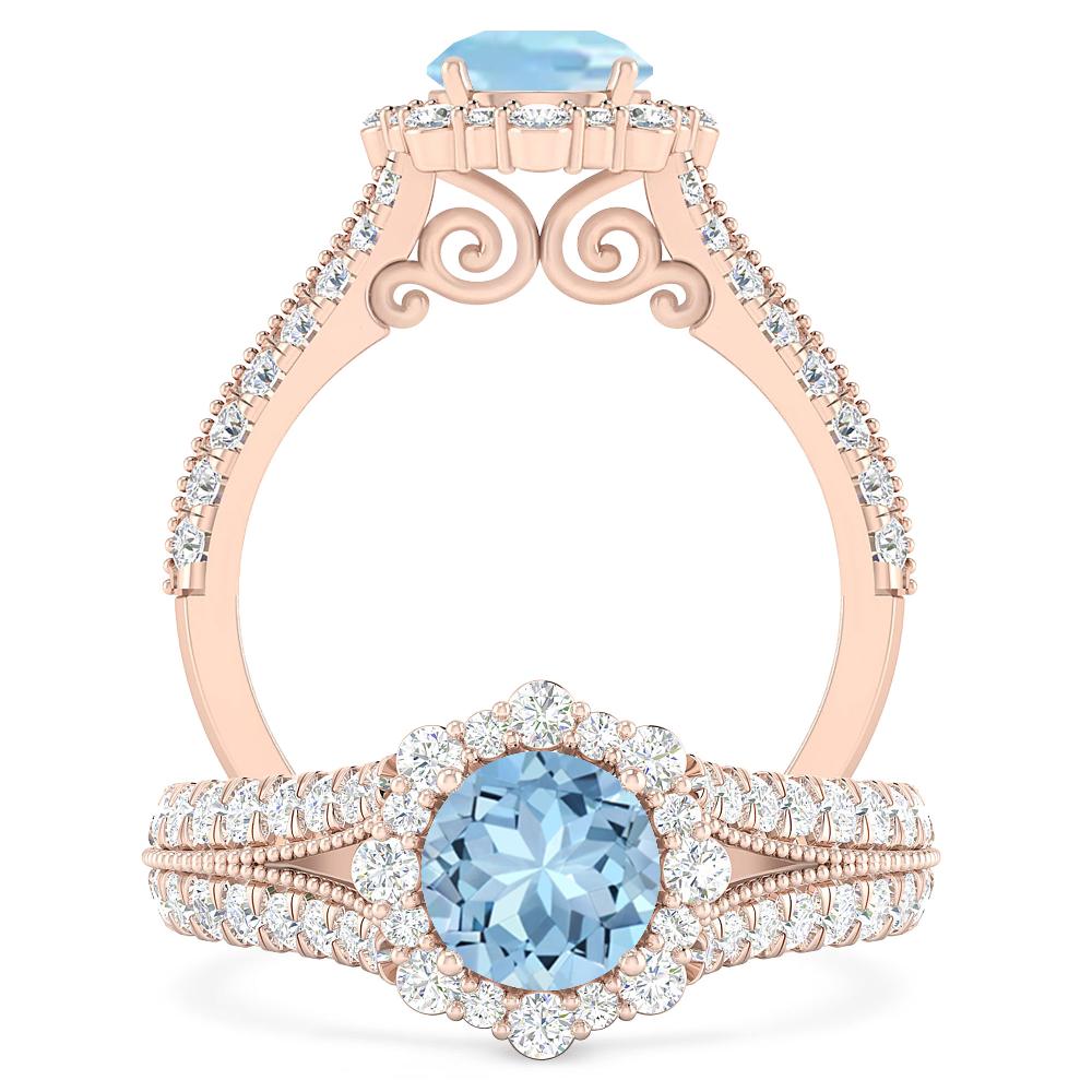 Rose Gold - Aquamarine