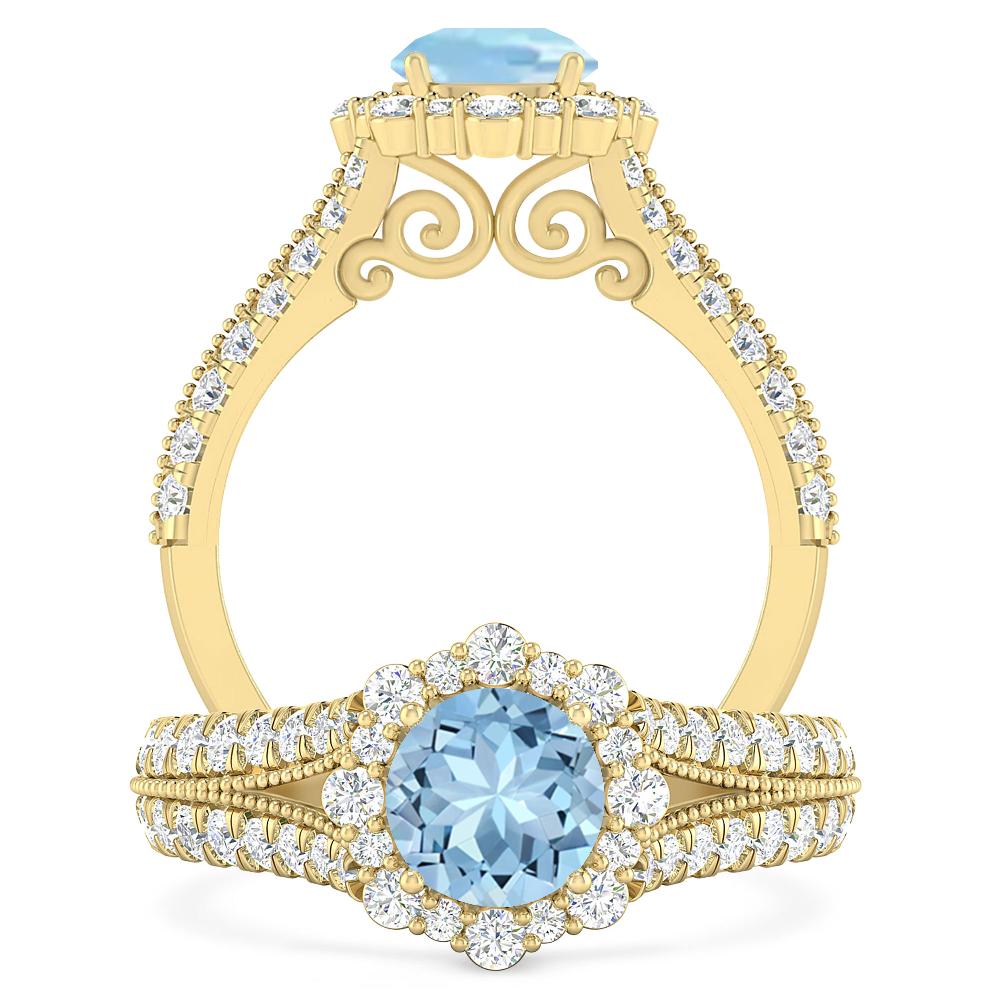 Yellow Gold - Aquamarine