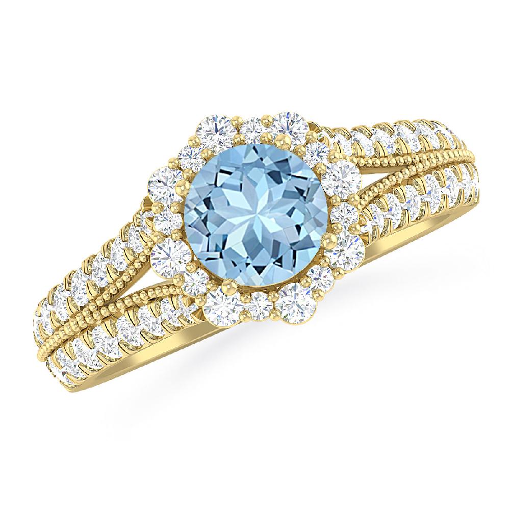 Yellow Gold - Aquamarine