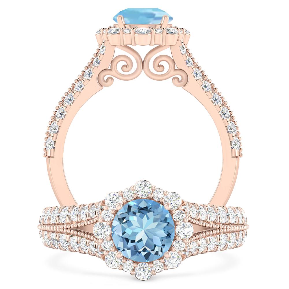 Rose Gold - Aquamarine