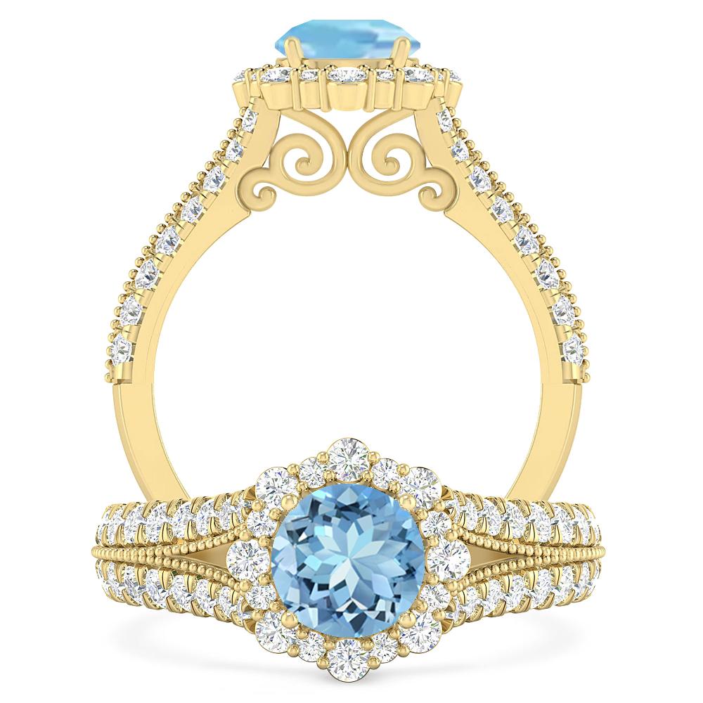 Yellow Gold - Aquamarine