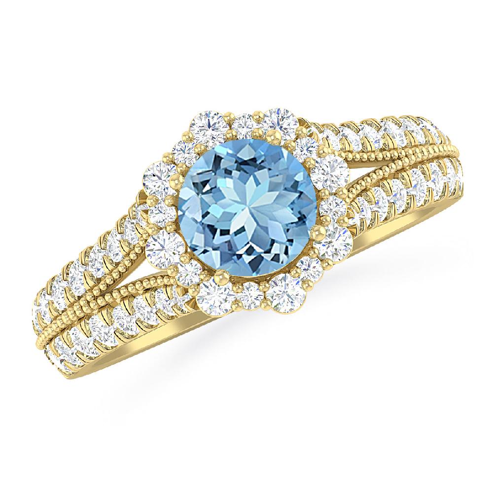 Yellow Gold - Aquamarine