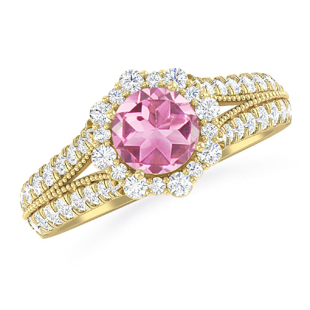 Yellow Gold - Pink Tourmaline