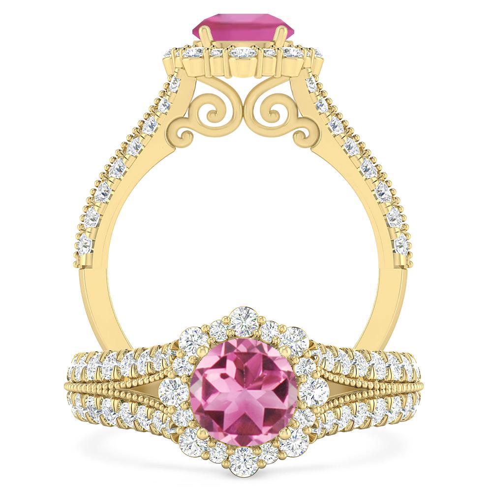 Yellow Gold - Pink Tourmaline