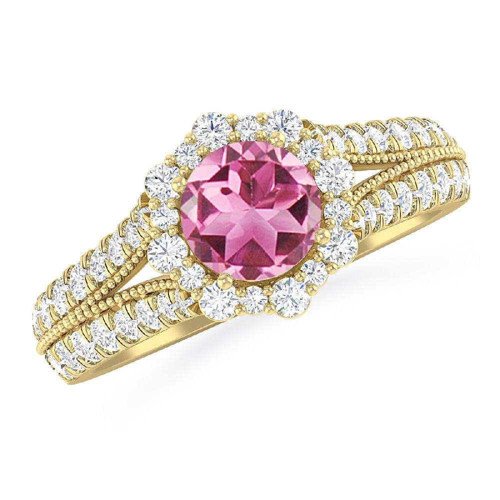 Yellow Gold - Pink Tourmaline