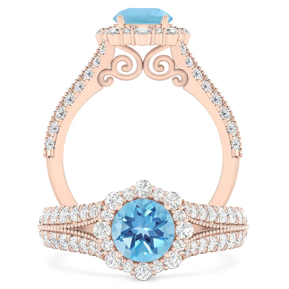 Rose Gold - Blue Topaz