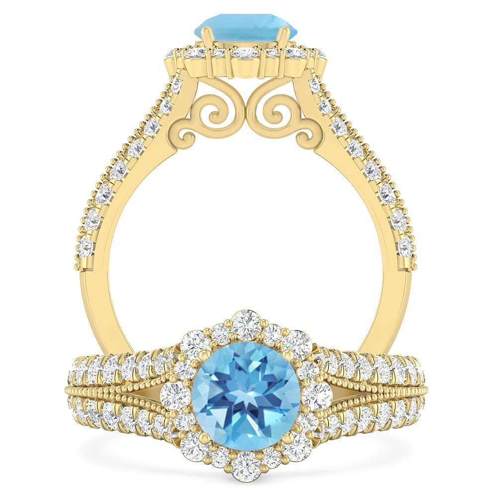 Yellow Gold - Blue Topaz