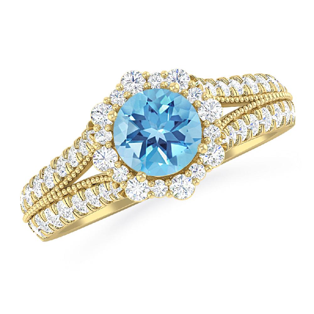 Yellow Gold - Blue Topaz