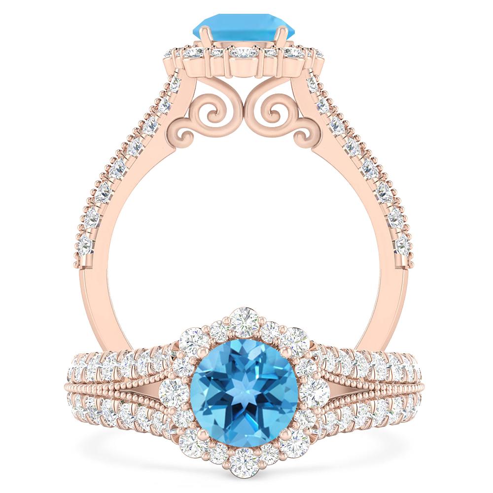 Rose Gold - Blue Topaz