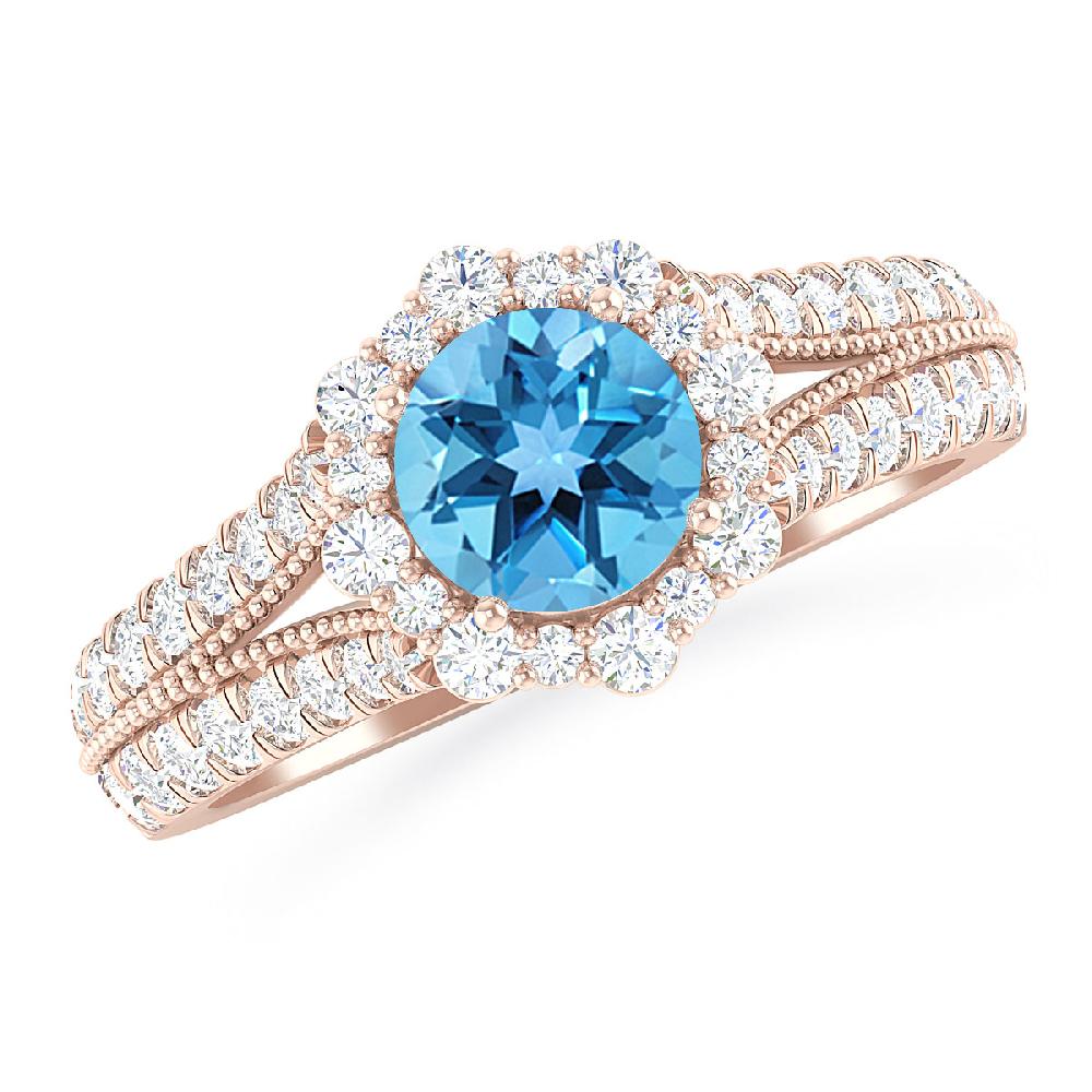 Rose Gold - Blue Topaz