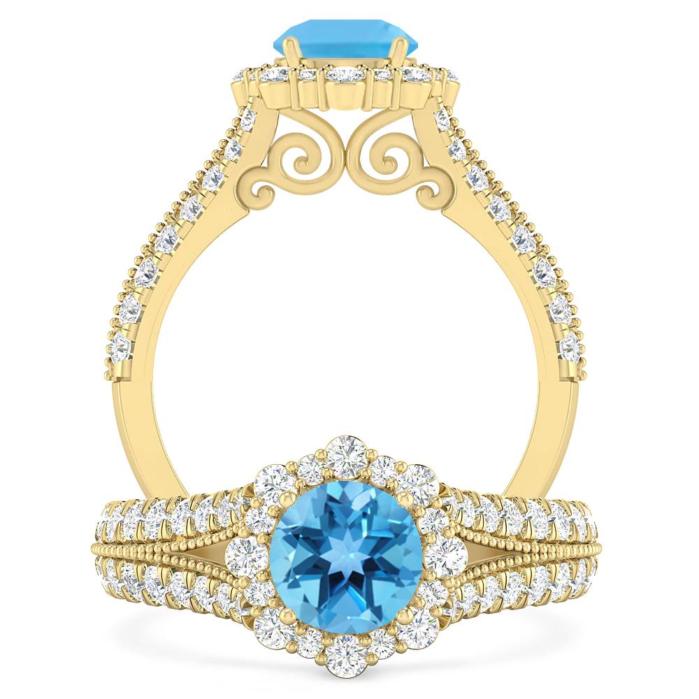 Yellow Gold - Blue Topaz