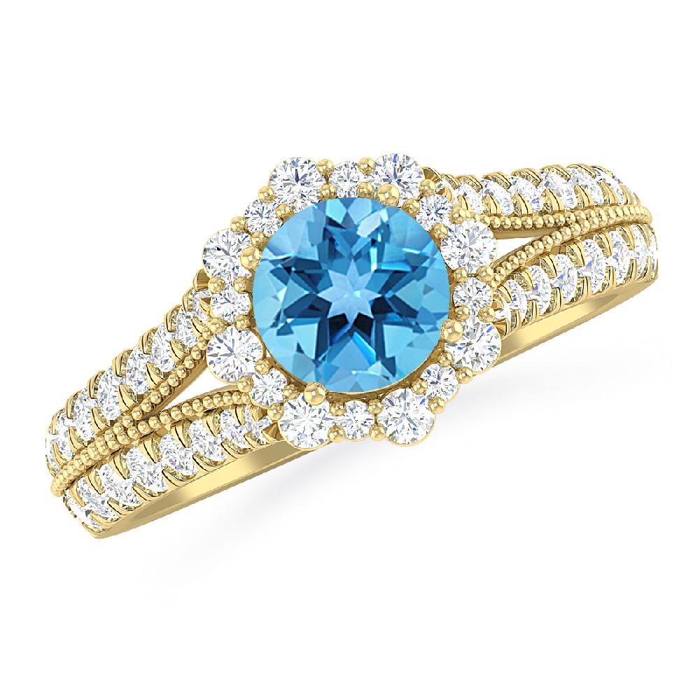 Yellow Gold - Blue Topaz