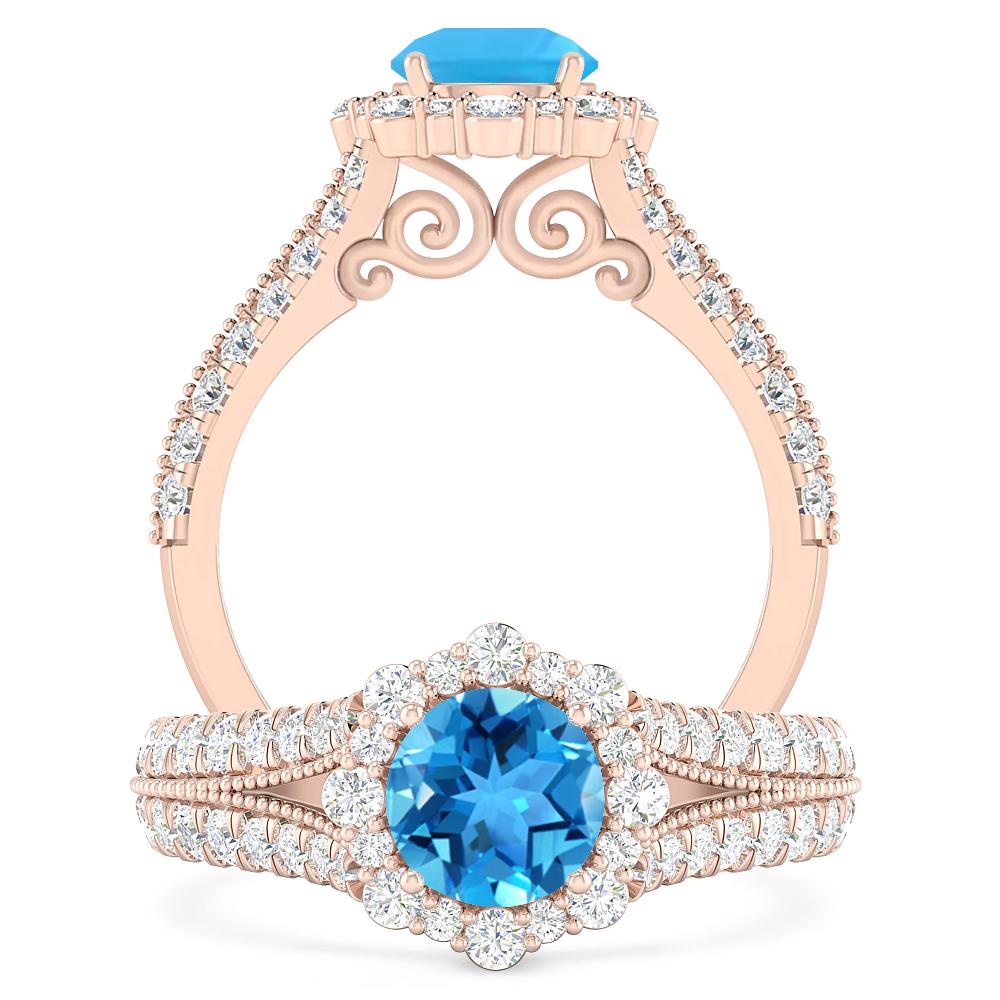 Rose Gold - Blue Topaz